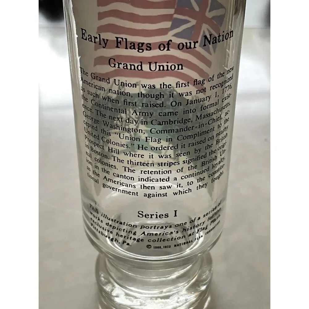 Vintage Early Flags of our Nation Grand Union Drinking Glass Flag Foundation 70s